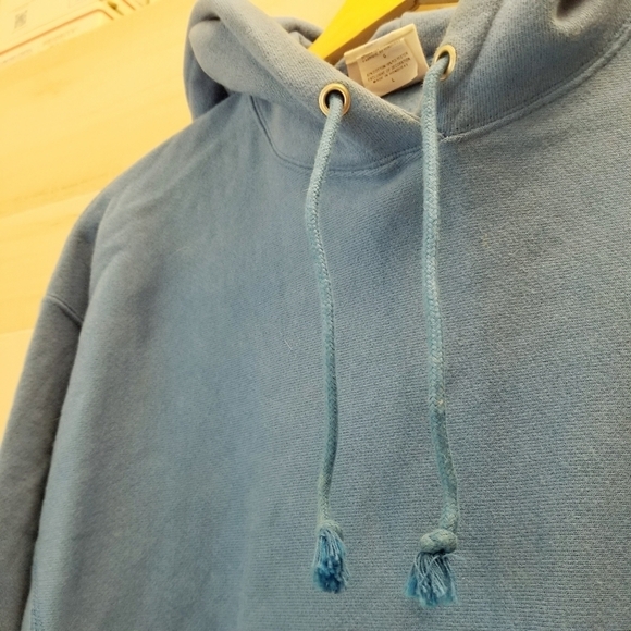 {L} Champion Reverse Weave Blue Drawstring Hoodie - Picture 3 of 9